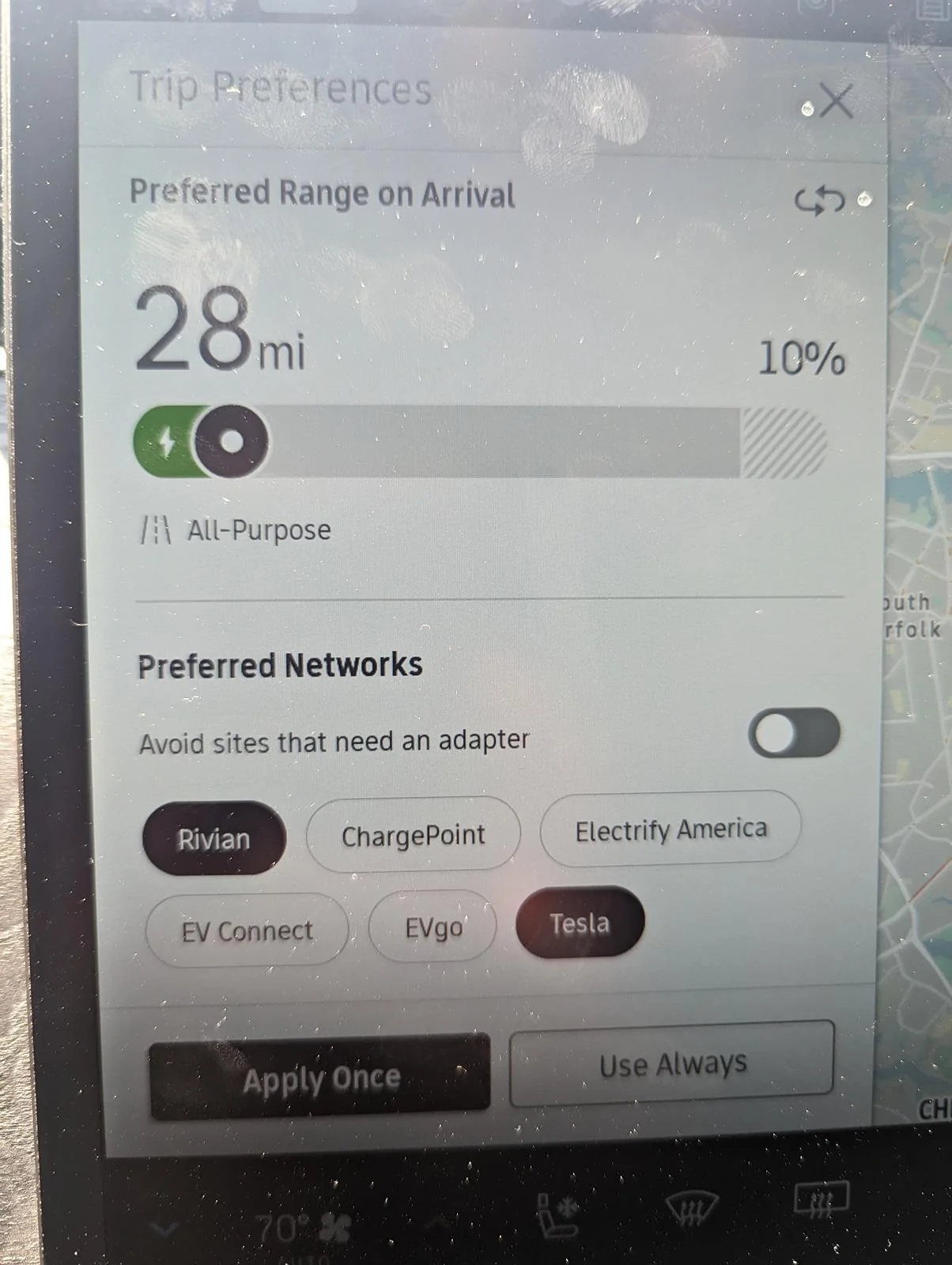 Rivian R1T R1S Preconditioning navigating to non-mapped Tesla SC. PXL_20240607_171109409