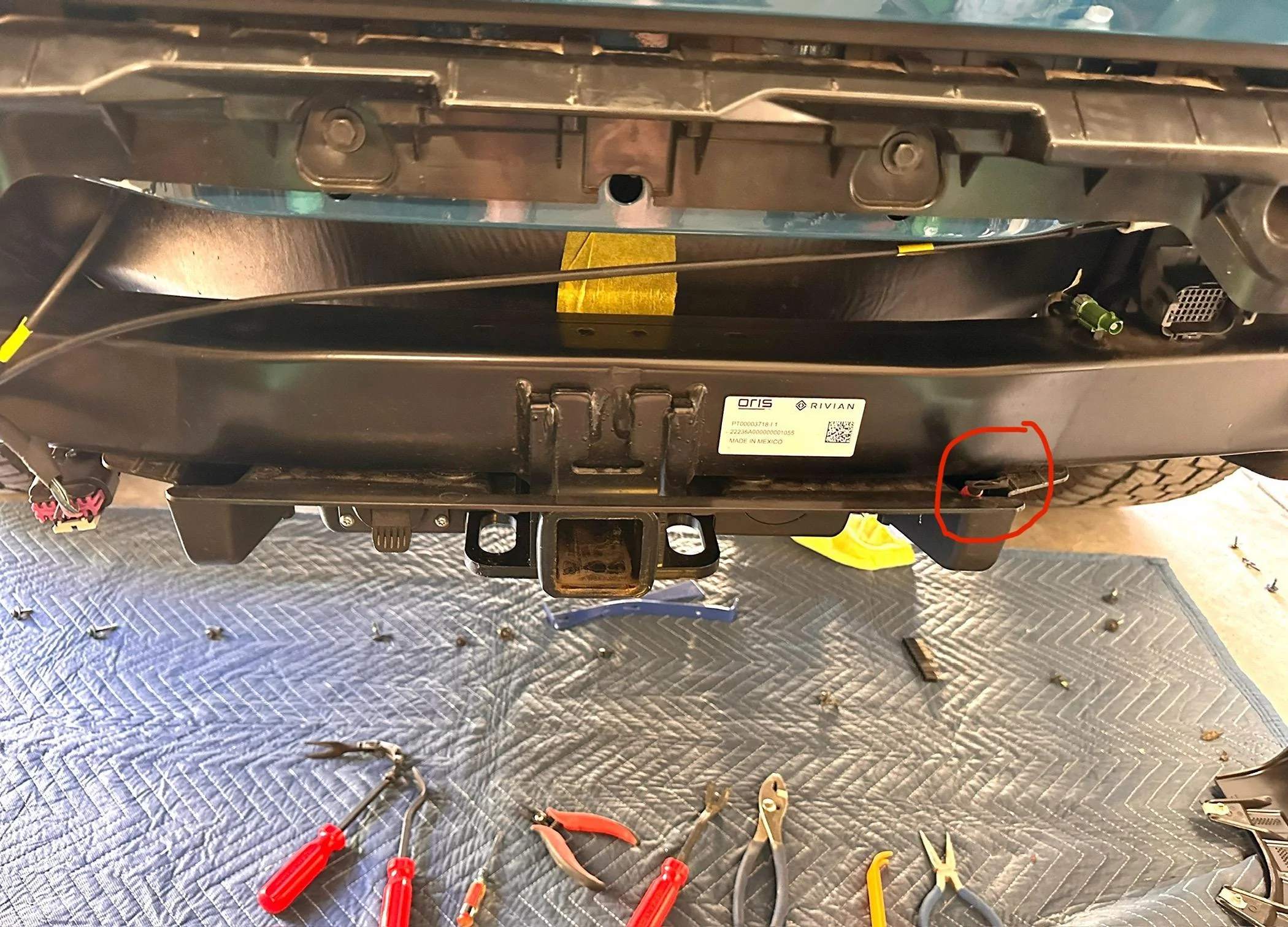 Rivian R1T R1S Unused cables in rear bumper IMG_1250