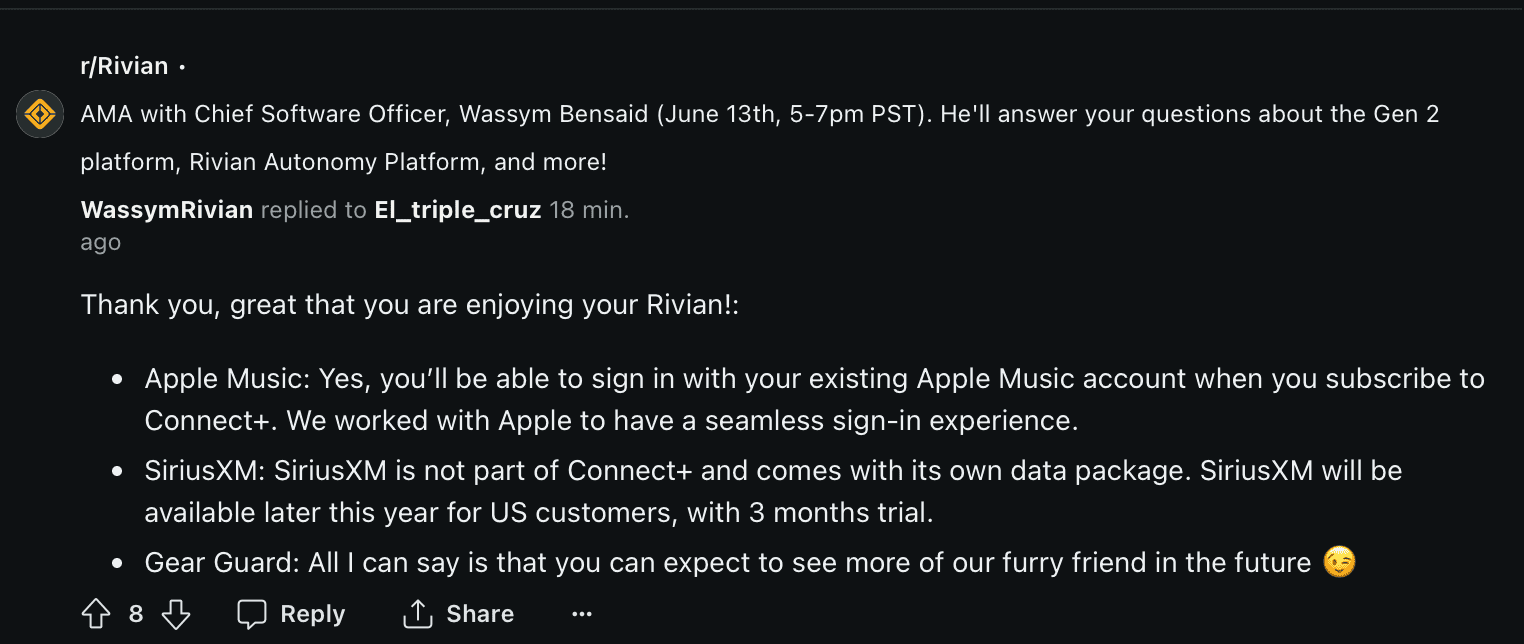 Rivian R1T R1S AMA with Wassym tomorrow! 1718325489948-qq