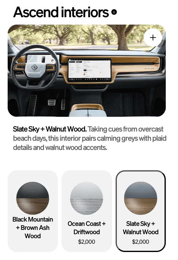 Rivian R1T R1S ? 2025 R1S Ascend: You can now choose SLATE SKY + WALNUT WOOD interior! ? 1718341495716-6i