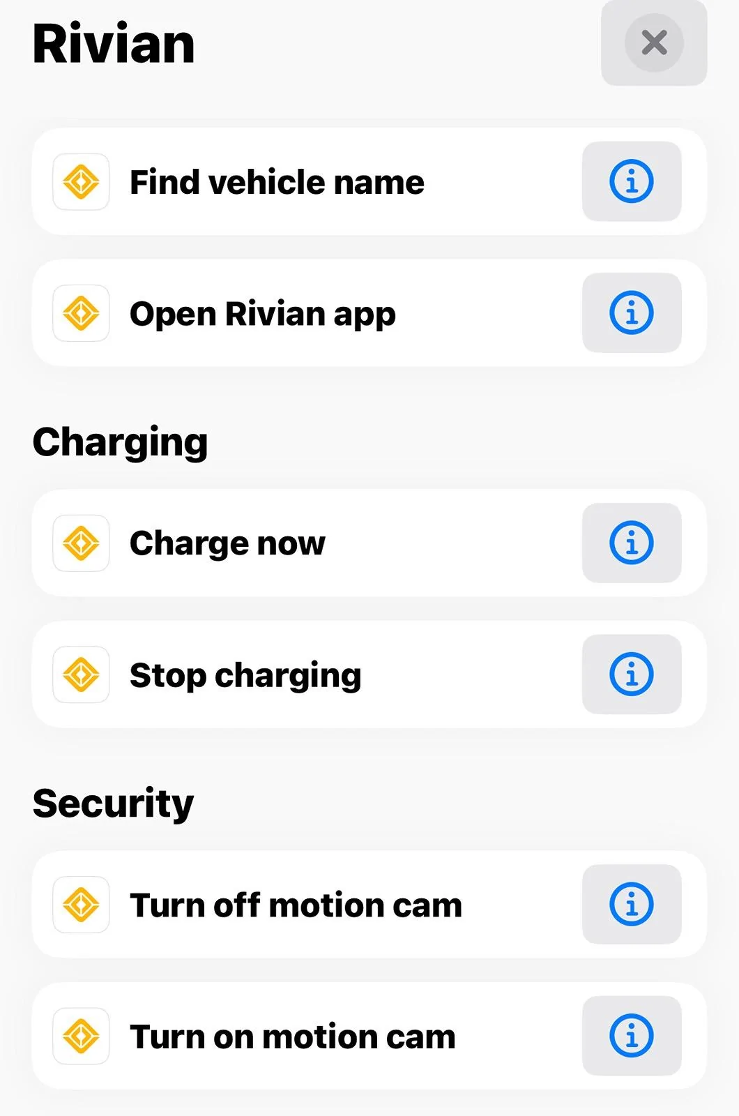 Rivian R1T R1S Apple Shortcuts Actions Added? IMG_5218