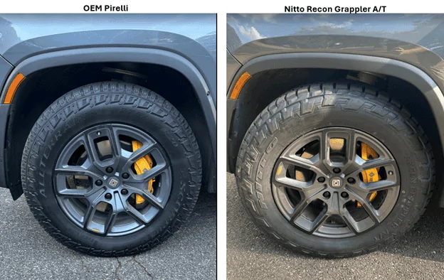 Rivian R1T R1S 20" Nitto Recon Grappler AT tires 25% more efficient than Pirelli OEM AT! The holy grail! RivianTires