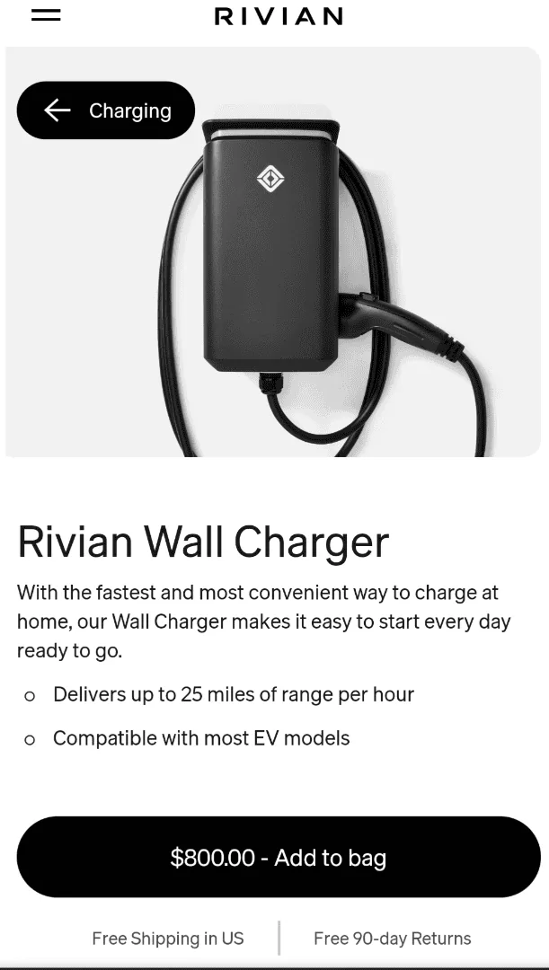 Rivian R1T R1S Help. Rivian shuts down all parts support for Canada? Gear Shop down? How do I buy a Wall Charger? 1000011165