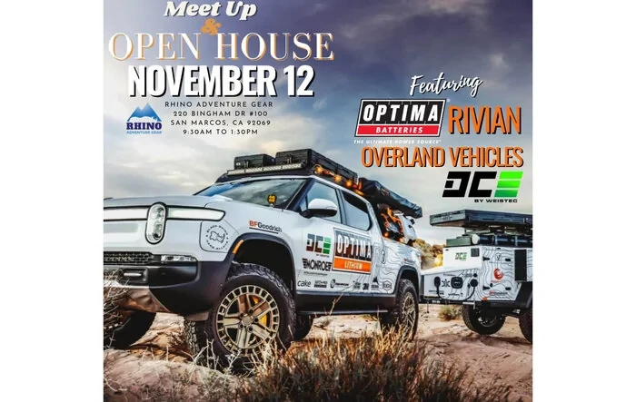 ? The OPTIMA SEMA Rivians and trailers national tour locations & dates. Starting Nov 12 @ San Marcos, CA