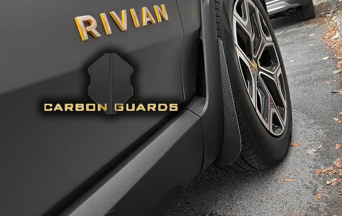 The Carbon Guards Intro. Carbon Fiber / Kevlar Mud Flaps For Rivian R1T & R1S