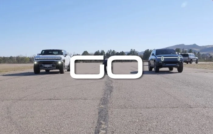 R1S vs Hummer EV Race -- 1/4 Mile, 0-60 MPH, 60-0 Braking