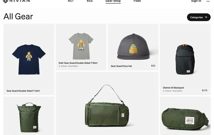 New merch in Rivian gear shop