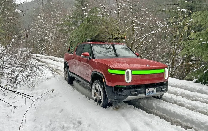 Went up the mountain for a Christmas tree using the R1T ?
