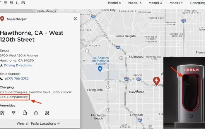 First Tesla Supercharger location with CCS compatible "Magic Dock" plug discovered in app