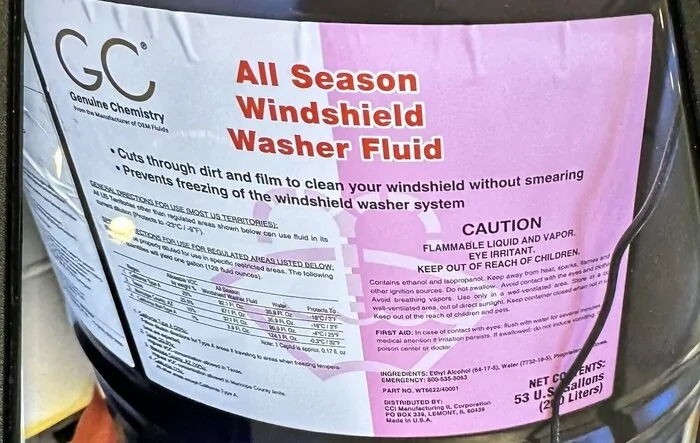 Addictive smelling wiper fluid mystery SOLVED! = Genuine Chemistry All Season Windshield Washer Fluid