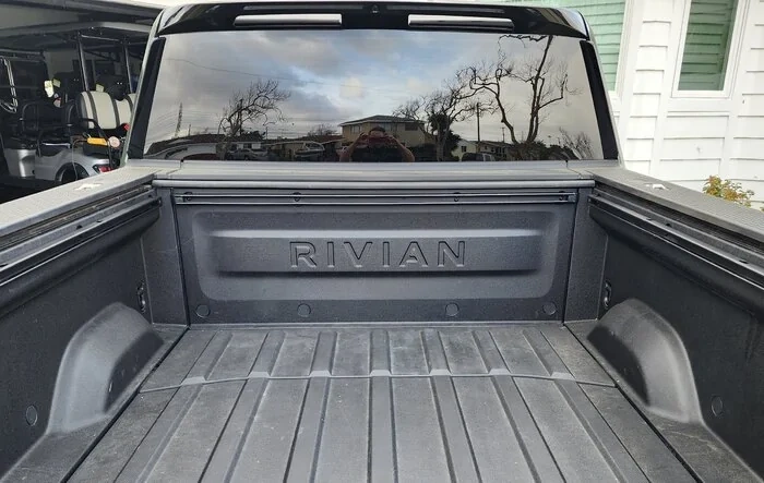 R1T bed tie down rails installed (adopted from Tacoma)
