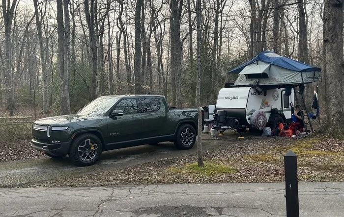 Towed our 3500lb camper with R1T this weekend