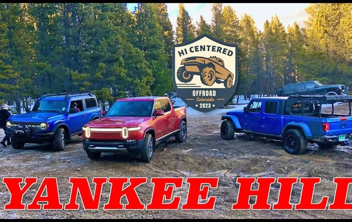 Yankee Hill Winter Wheeling with a Rivian, a Jeep and a Bronco