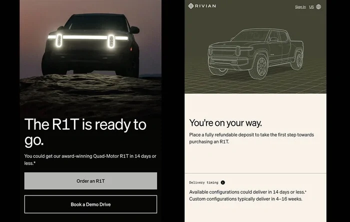 Instant R1 Shop access for new R1T orders -- 14 days or less delivery now available for some configurations