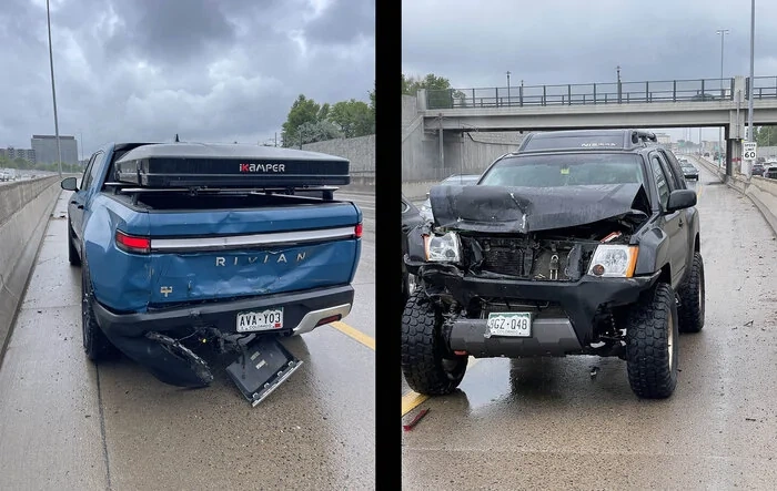 We're OK, but our R1T is not..... rear ended accident