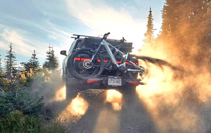 New Thule Epos bike rack - Rivian featured in ad