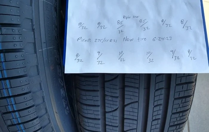 21" inch factory tire tread wear measurements @ 6-month 5K miles