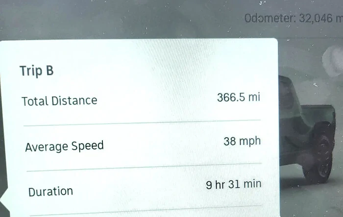 My R1T's Most Miles Driven on 1 Tank of Battery = 366.5 miles
