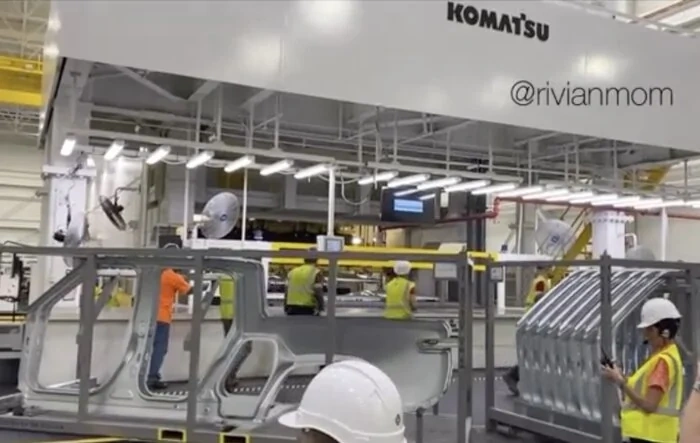 Rivian body stamping machine in action