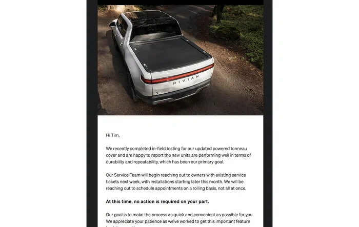 Just got the "Powered Tonneau Fix is Ready" email! Replacement installation appointments start next month (Nov)!