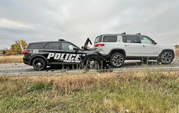 Don't text and drive - even if you're a cop... patrol car rear ended R1S