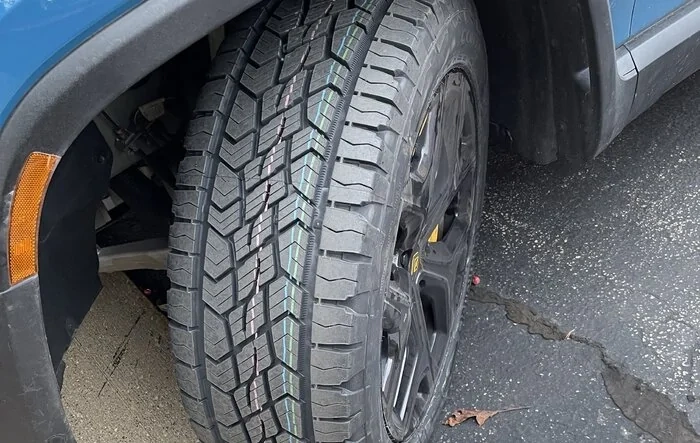 22” Continental Terrain Contact A/T tires resulted in a negligible INCREASE in efficiency (2.07 mi/kwh) compared to OEM Pirellis (2.04 mi/kwh)