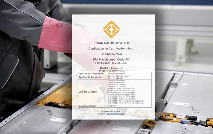 Rivian Max Pack EPA Data (document shows 141-142 kWh usable battery)