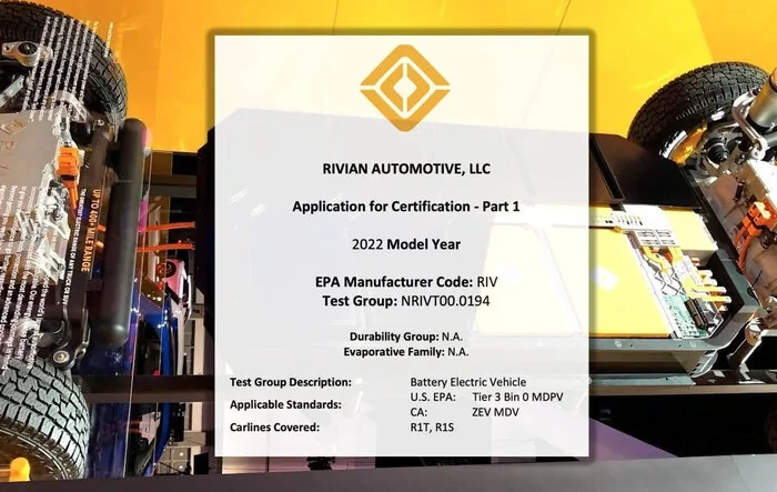 Rivian technical nuggets gleaned from EPA application docs