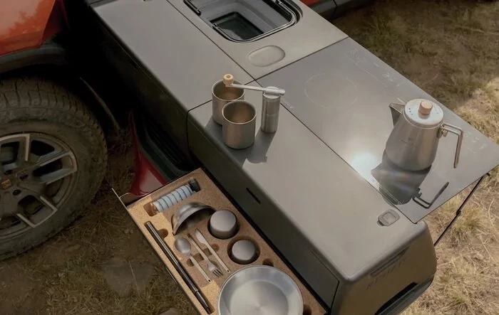 Rivian Camp Kitchen walkthrough by TechCrunch
