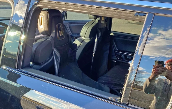 Rivian BREAK IN caught on gear guard camera video