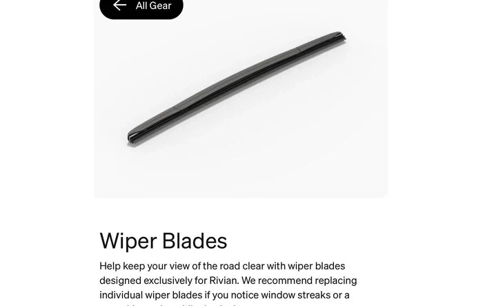 Rivian now selling wiper blades