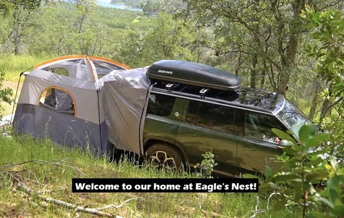 Camping (Overlanding?) with Rivian Crossbars, cargo box, and "lite" off-roading