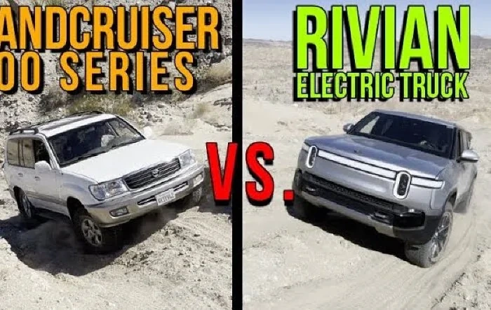 Video: Rivian R1T vs. Land Cruiser 100 -- UP THE DIABLO DROP-OFF