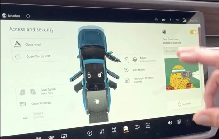Long demo video of touchscreen display, UI, digital instrument cluster