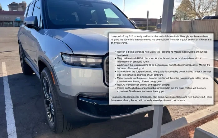 Some R1 refresh mechanical info from a Rivian service tech, announcement next week?
