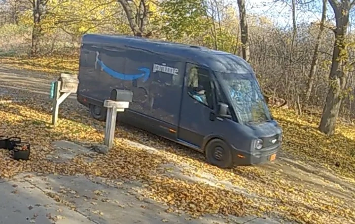 Captured Amazon Rivian Van doing deliveries
