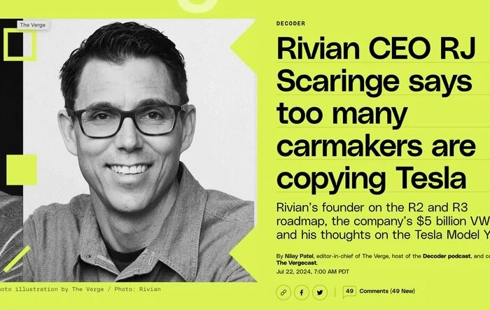 New RJ Interview (The Verge / Nilay Patel) Discusses Tesla, Ford, Apple, CarPlay, R2, R3 / R3X & More
