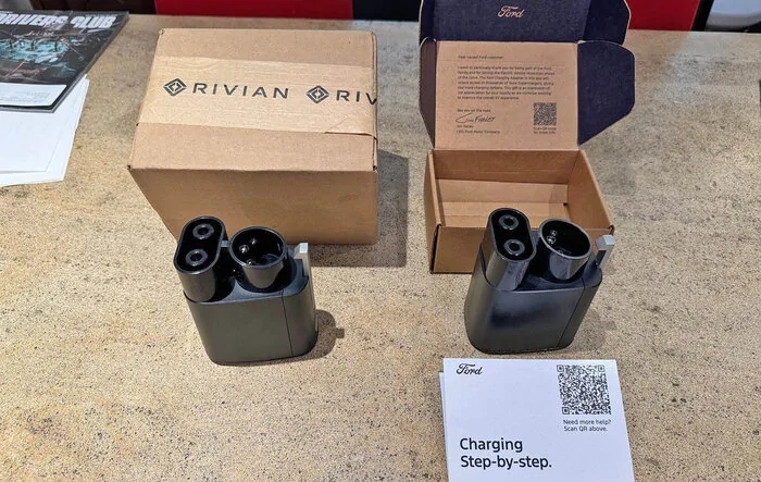 Rivian vs Ford J3400 Tesla supercharger NACS adapter