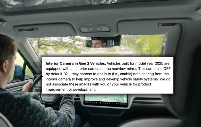 There's an interior camera in Gen 2 R1 rear view mirror