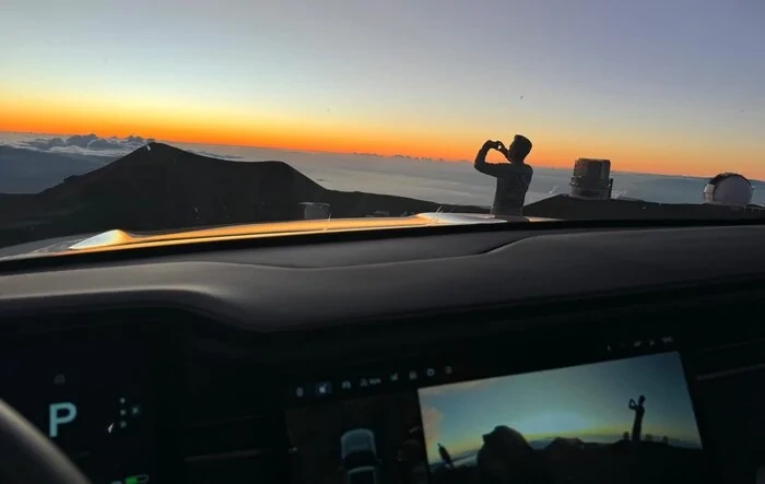 Chilly sunset from 13,751 feet at the summit of Mauna Kea, Big Island of Hawaii.