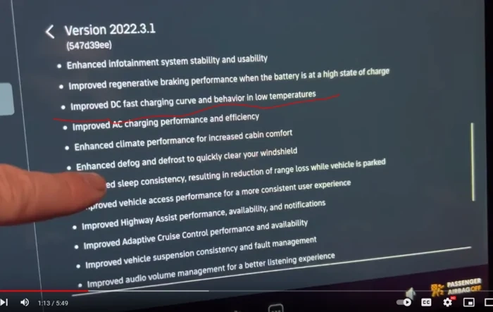 Improved charging curve included in latest OTA software update