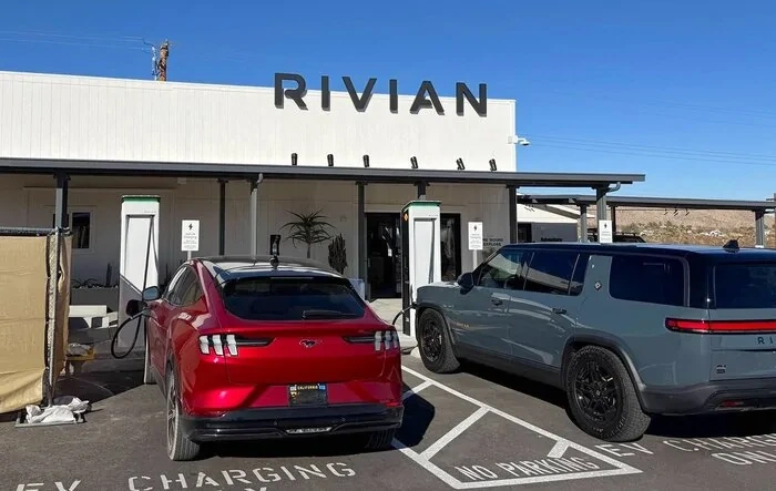Thank you Rivian Joshua Tree Charging Outpost, from a wildfire evacuee (Mach-E owner)