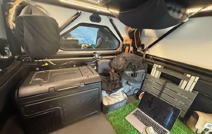 Recent project: modifying bed for cozy stealth camping in my R1T GFC camper