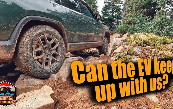 Video:  A Rivian & Power Wagon attempt a sketchy difficult trail!