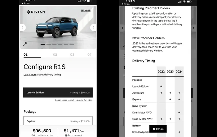 App now shows approximate delivery timeline