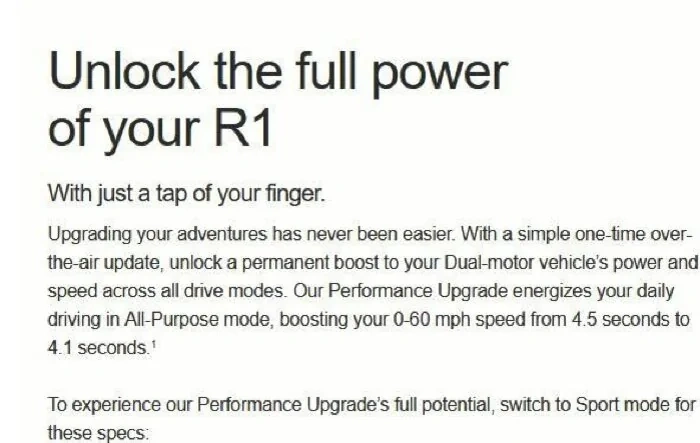 Dual Motor Performance Upgrade/Unlock applies to all modes (including All-Purpose)