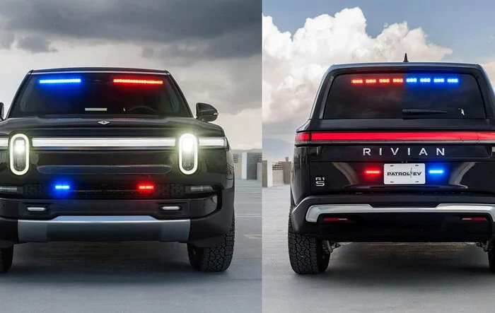 Upfit for Duty! 🚨 Rivian R1S gets full bulletproof package & municipal lighting / siren package from PatrolEV division of EV Sportline