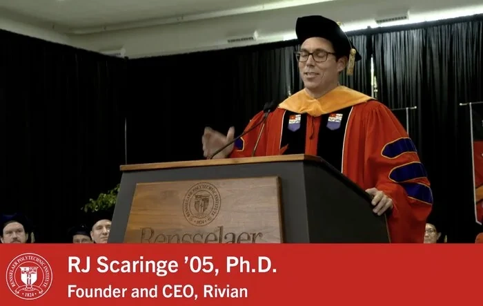 RJ Scaringe gives graduation commencement speech at alma mater, RPI
