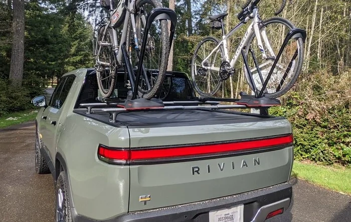 R1T over-bed bikes on Yakima HighRoad Bike Mount