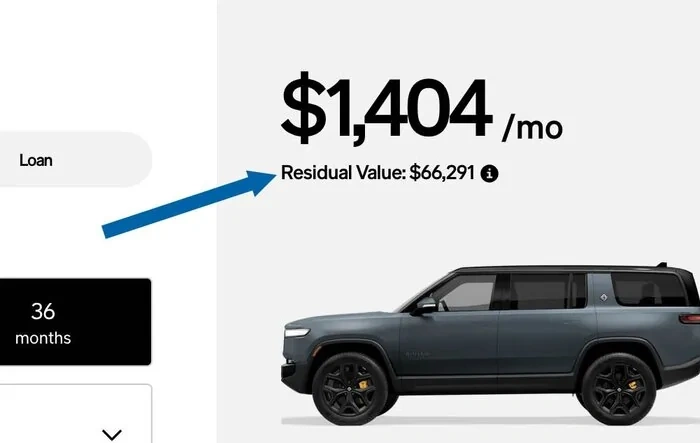 Residual value now shows in Rivian lease payment calculator